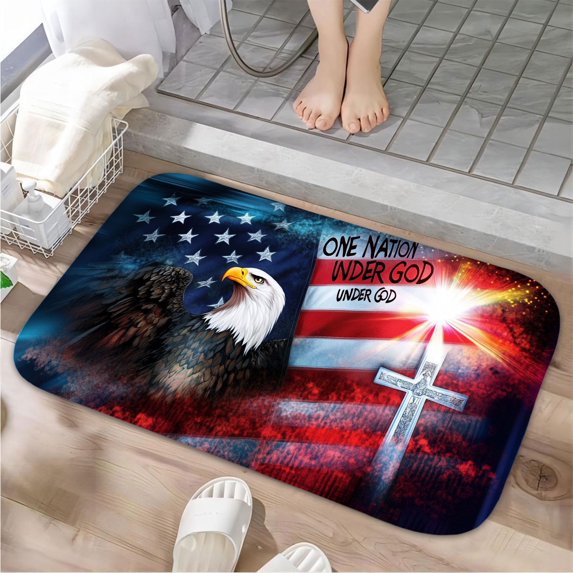 1pc American Eagle Absorbent Non-Slip Bathroom Thickened Flannel Rug Decor,Soft,Quick Drying,Suitable For Indoor/outdoor Use,Bathrooms,Bedrooms,Kitchens,Terrace,Laundry Rooms,16"x24"