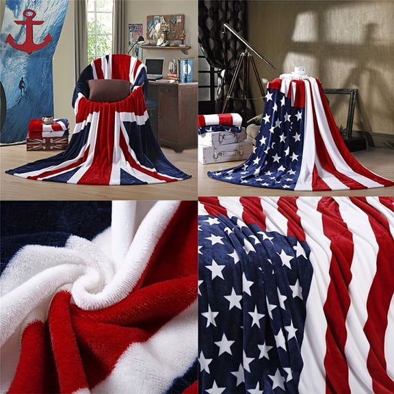 1pc of American Or Union Jack Print Flannel Blanket Soft Comfortable Blanket Suitable for Travel Sofa Bed Office Home Decoration, Boys And Girls Adult Birthday Holiday Gift Blanket
