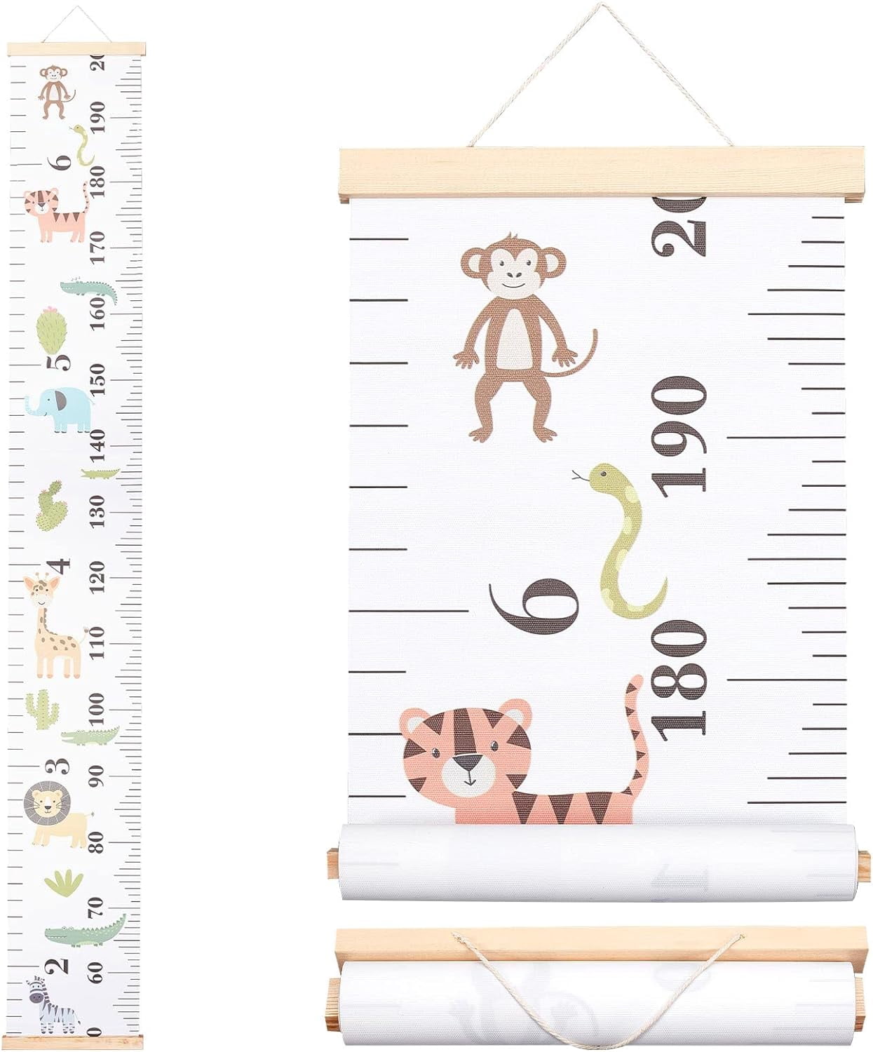 1pc Animals Growth Chart Fabric Canvas Height Measurement Ruler Wood ...