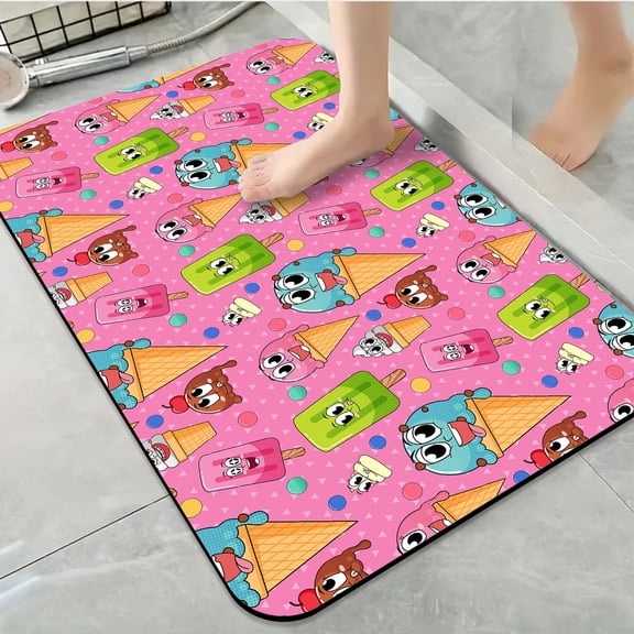 1pc Animated Ice Cream Bathroom Rug Bathroom Decor and Accessories- Durable,Anti Slip,And Quick Drying,Suitable For Bathrooms,Bedrooms,Kitchens,And Laundry Rooms - Washable Bathroom Mat