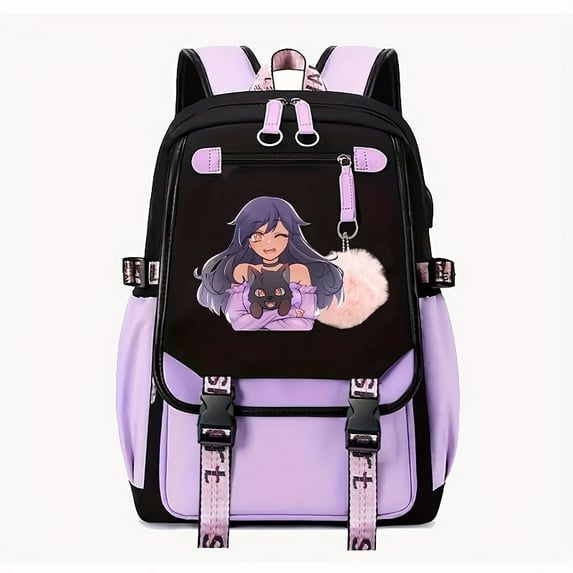 1pc Anime Backpack, Simple Lightweight Backpack, Cute Cartoon Large Capacity Travel Daily Backpack