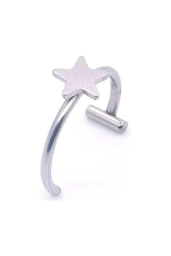 1pc Anti-304 Stainless Steel 20 Gauge Fake Lip Rings Piercing Jewelry Nose Studs Body Jewelry Stainless Steel Color Star 10mm Pin: 0.8mm