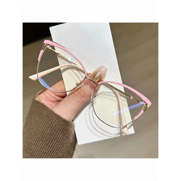 1pc Anti-Blue Light Decorative Mirror, Face-Shaping Glasses, Fashionable Large Frame Non-Prescription Glasses, Elegant Look, Frame Design Suitable For All Face Shapes, Valentine's Day Gift