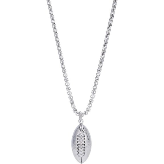 1pc Anti-Tarnish Stainless Steel Rugby Pendant box Chain Necklaces for Women Men Stainless Steel color 23.98 inch(60.9cm)