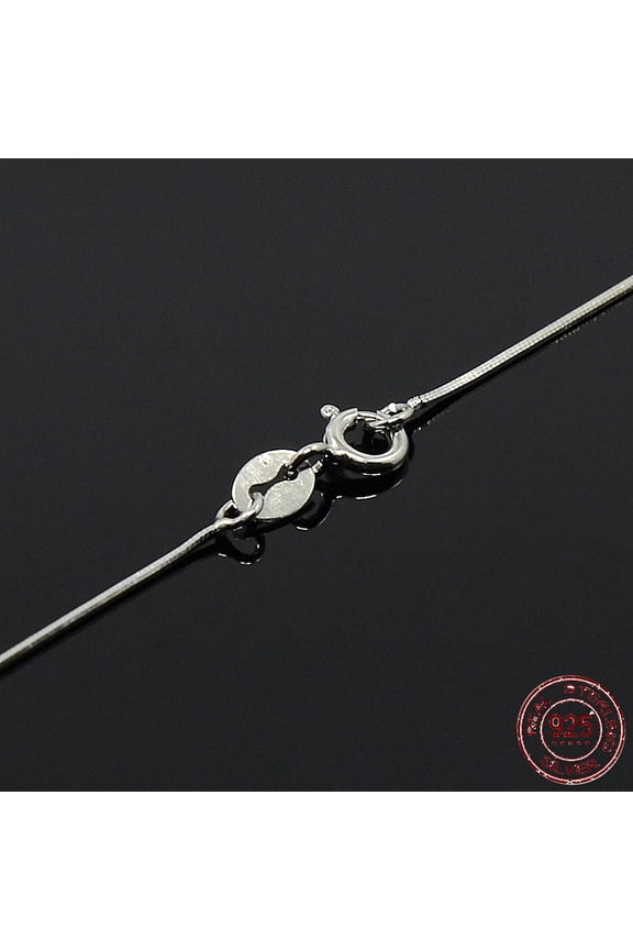 1pc Anti-Tarnish Trendy Unisex Rhodium Plated 925 Sterling Silver Snake Chain Necklaces with Spring Ring Clasps Thin Chain Platinum 18 inch 0.8mm