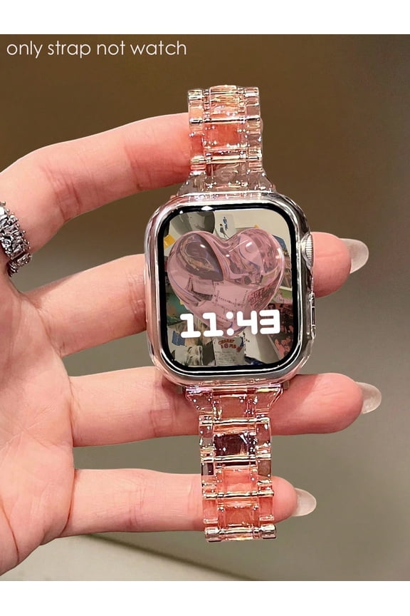 1pc Apple Watch Band Women Pink Rainbow Acrylic Strap 38-42Mm Compatible With Apple Watch Ultra3 2 1 Se 10-1 Series Summer Daily Leisure Smart Watches Accessories Valentine's Day Gift