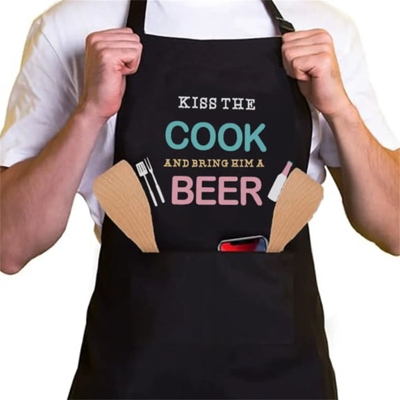 1pc Apron Kitchen Aprons Cooking Apron For Daily Use Black