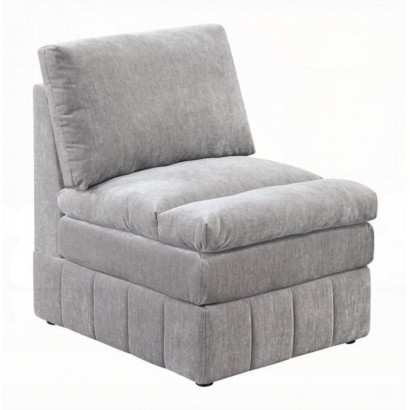 Modern Plush Armless Chair Sectional Sofa in Granite Morgan Fabric (26"x33"x35"H) for Living Room