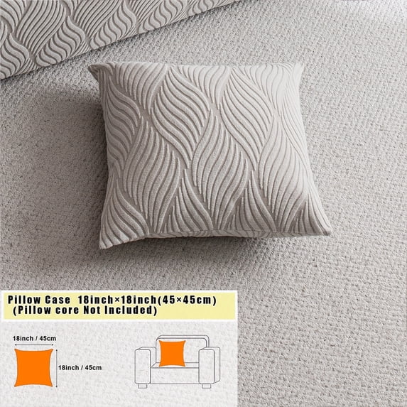 1pc Art Leaf Jacquard Sofa Cover - One-Piece Full Coverage Stretch Sofa Protector with Elastic Jacquard, Non-Slip Pet-Friendly Design for Sectional Sofas,Modern Home Decor (Includes Bonus Pillowcase)