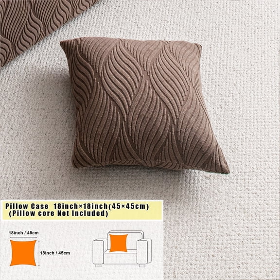 1pc Art Leaf Jacquard Sofa Cover - One-Piece Full Coverage Stretch Sofa Protector with Elastic Jacquard, Non-Slip Pet-Friendly Design for Sectional Sofas,Modern Home Decor (Includes Bonus Pillowcase)