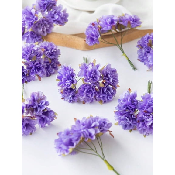 1pc Artificial Mini Carnation Flower Cluster - Mauve Purple DIY Wreath
