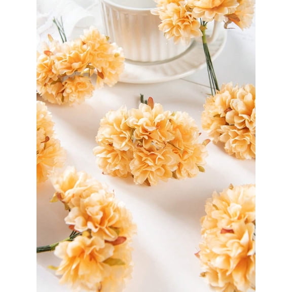 1pc Artificial Mini Champagne Carnation Flower Cluster - DIY Wreath &