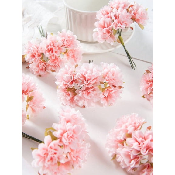 1pc Artificial Mini Pink Carnation Flower Bouquet - DIY Wreath Materials