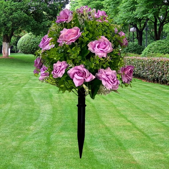 1pc Artificial Rose Flower Ground Insert - Elegant Outdoor Garden Decoration for Patios and Walkways