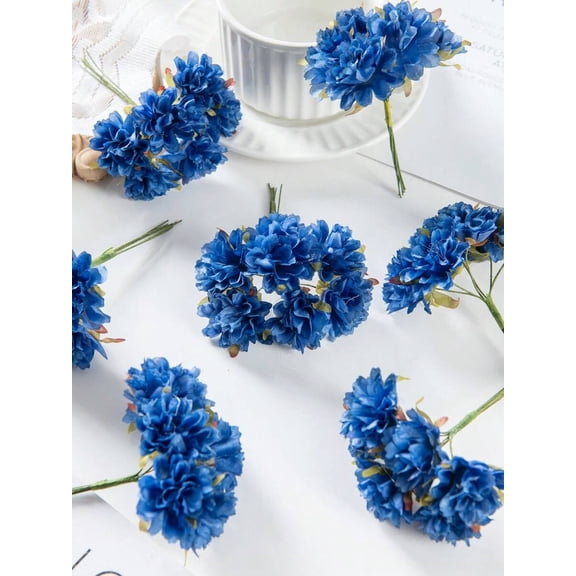 1pc Artificial Royal Blue Mini Carnation Flower Cluster - DIY Wreath &
