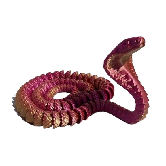 1pc Artistic 3D Printed Cobra Snake Figurine - Multi-Jointed, Movable Design For Aquarium Decor & Home Accent