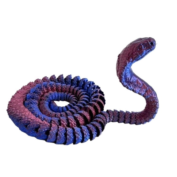 1pc Artistic 3D Printed Cobra Snake Figurine - Multi-Jointed, Movable Design For Aquarium Decor & Home Accent
