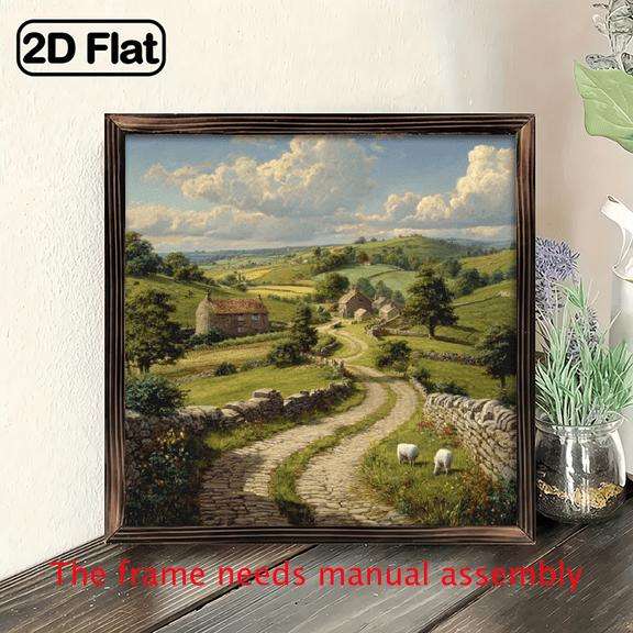 1pc Artistic Wooden Board Featuring a Pastoral Village Scene, Ideal for Adding Rustic Charm to Your Home Decor. Perfect for Bedrooms, Offices, Or Cafes