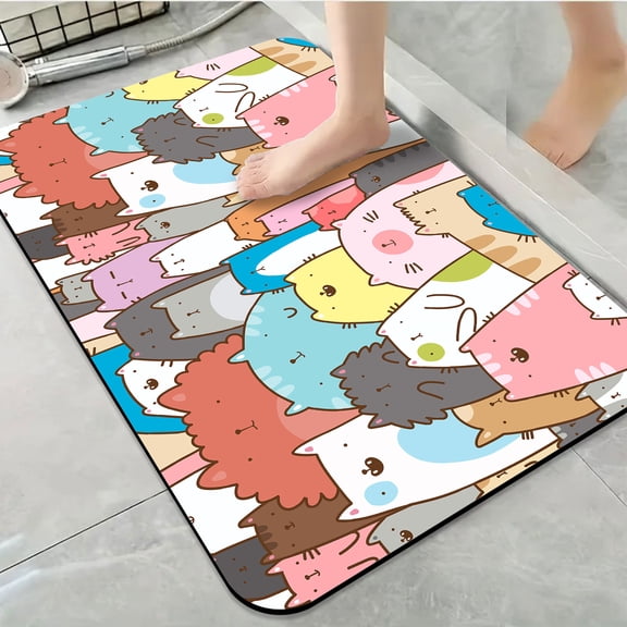 1pc Assorted Colorful Cats Bathroom Rug Bathroom Decor and Accessories- Durable,Anti Slip,And Quick Drying,Suitable For Indoor/outdoor Use - Perfect For Bathrooms,Bedrooms,Kitchens