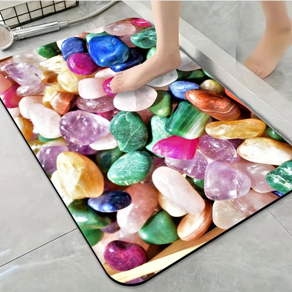 1pc Assorted Colorful Gemstones Bathroom Rug Bathroom Decor and Accessories- Durable,Anti Slip,And Quick Drying,Suitable For Indoor/outdoor Use - Perfect For Bathrooms,Bedrooms,Kitchens
