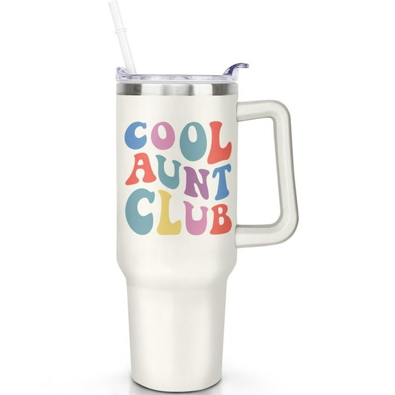 1pc Aunt 40oz Tumbler with Straw & Handle - Insulated Stainless Steel Cup | Holiday Gift for Man Women (Christmas, Valentine's, Birthday)