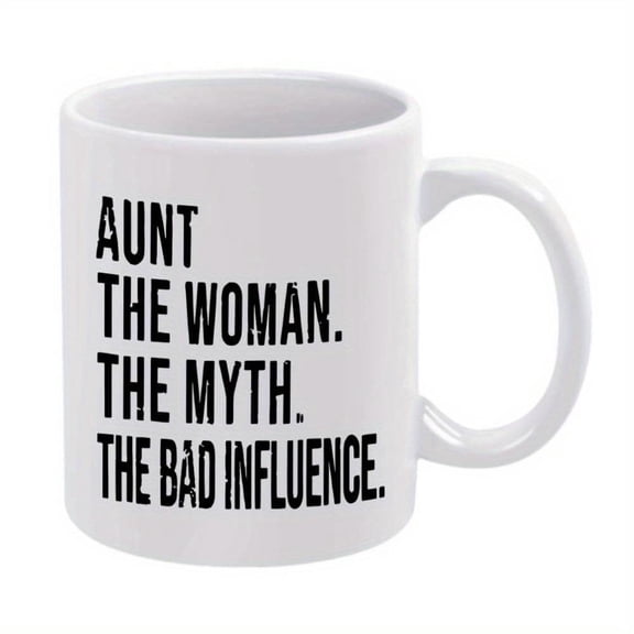 1pc Aunt Myth Ceramic Mug 11oz Humorous Coffee Cup with Bold Text Ideal Parties Gifts and Holiday Presents Coffee Bar Accessories
