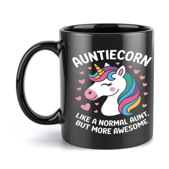 1pc Auntie Funny Ceramic Coffee Mug Magical Cute Design with Auntiecorn Like a Normal Aunt But More Awesome Quote Reusable Hand Wash Only Ideal Aunt Birthday Holiday Tea Coffee Lov