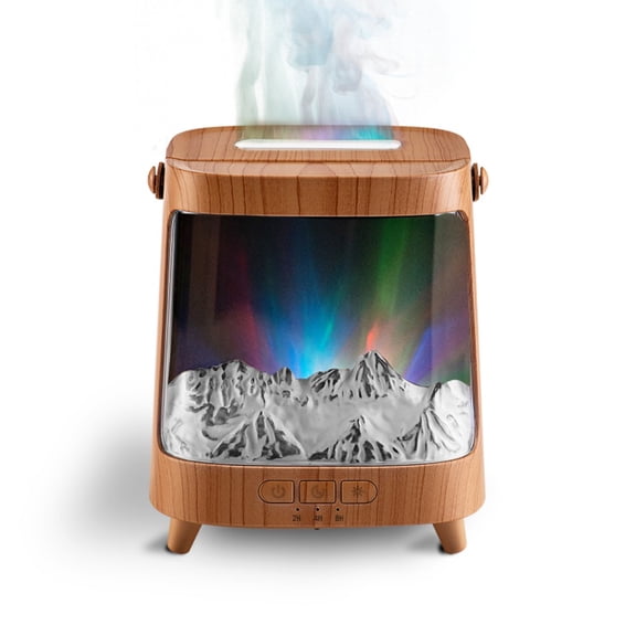 1pc Aurora Aroma Diffuser Humidifier 3-in-1 with Flame Effect, 7-Color Night Light & Northern Projection, Portable USB- Quiet Mist Maker for Essential Oils, Bedroom/Office, Ideal Gift for Home