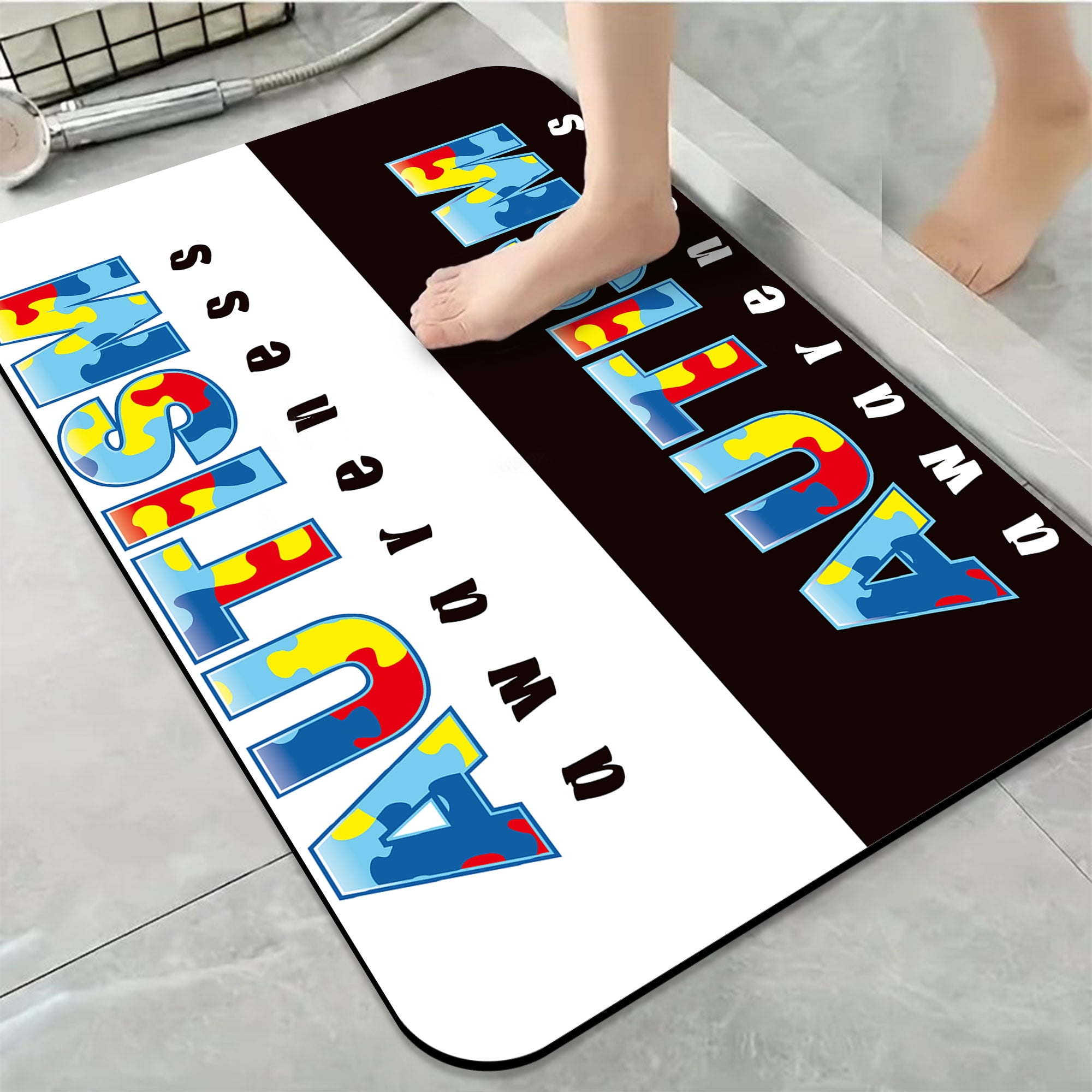 1pc Autism Awareness Typography Bathroom Rug Bathroom Decor and ...
