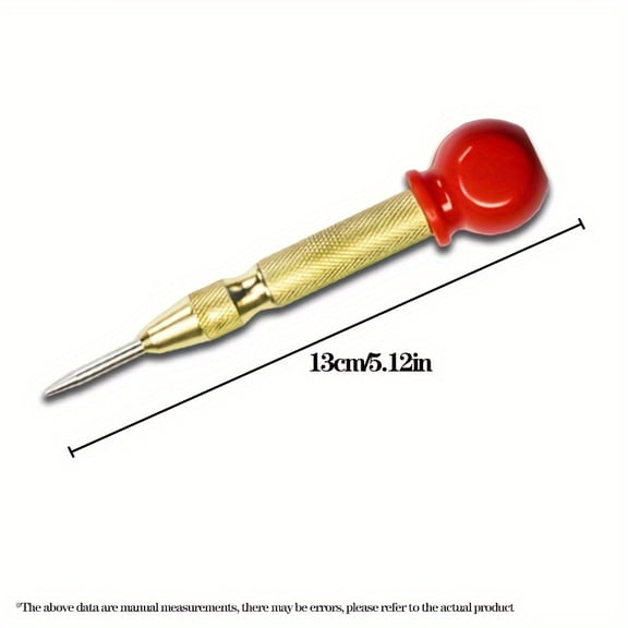 1pc Automatic Spring Center Punch | Quick Positioning Non-Slip Puncher for Carpet, Plastic, And Surfaces, Chrome Vanadium Steel