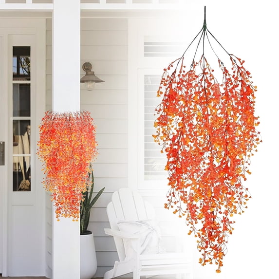 1pc Autumn Colors Artificial Wall Hanging Flower Golden Bell Willow C Vine Hanging Plants by Miyuadkai Ferns Wall Plants Greenery Garland Room Decor Home Garden Wedding Indoor Outdoor Decorations