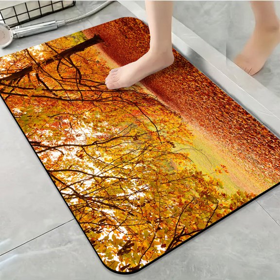 1pc Autumn Tree with Fallen Leaves Bathroom Rug Bathroom Decor and Accessories- Durable,Anti Slip,And Quick Drying,Suitable For Indoor/outdoor Use - Perfect For Bathrooms,Bedrooms,Kitchens