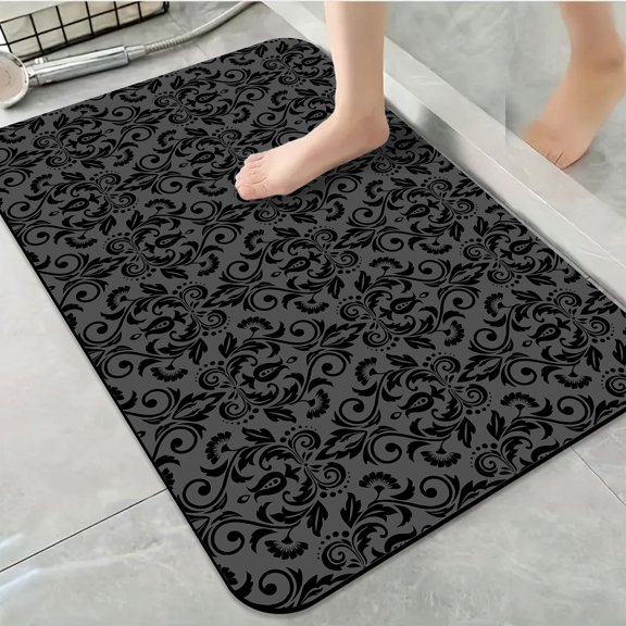 1pc BW Ornate Bathroom Rug Bathroom Decor and Accessories- Durable,Anti Slip,And Quick Drying,Suitable For Indoor/outdoor Use - Perfect For Bathrooms,Bedrooms,Kitchens