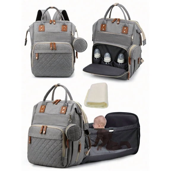 1pc Baby Diaper Bag Backpack With Changing Station, Multifunction Portable Waterproof Large Capacity Travel Baby Changing Bags, Baby Stuff Organizer