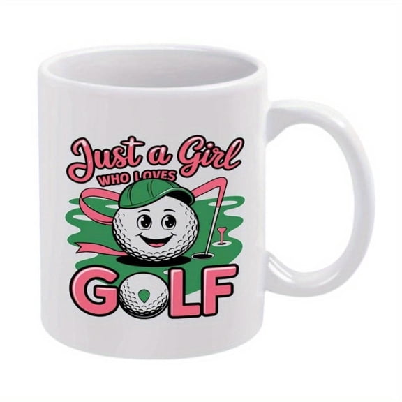 1pc Ball Ceramic Coffee Mug 11oz Just a Girl Who Loves Design with Pink Green Accents Christmas New Year Lovers Summer Winter Drinks Cup Women s Drinkware Playful Design Contrasting Colors