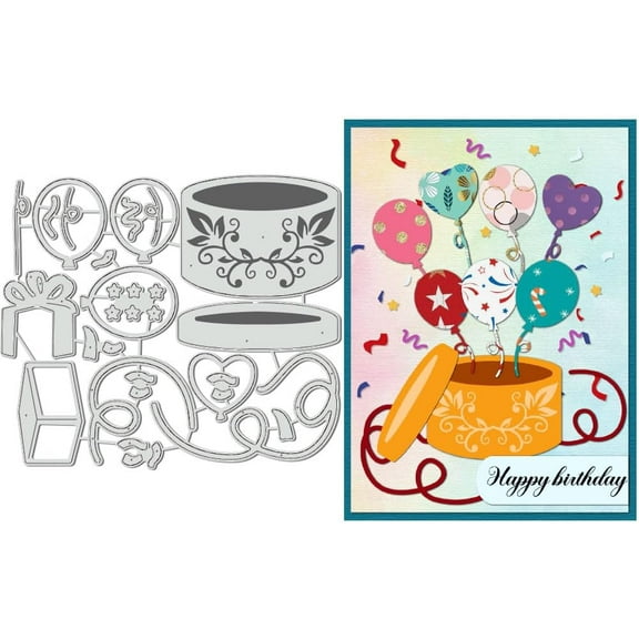 1pc Balloon Cutting Dies Box Pattern Carbon Steel Template Metal Embossing Stencils for Christmas Paper Card Making Decoration DIY Scrapbooking Craft Home Decor Silver DIY