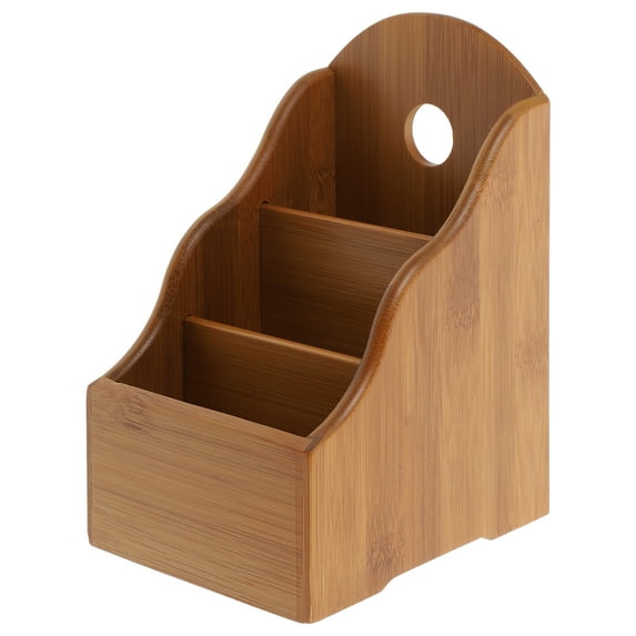 STRANDCHIC Phone Holder and TV Remote Storage Box Light Brown Organizer for Desk or Living Room 1Pc