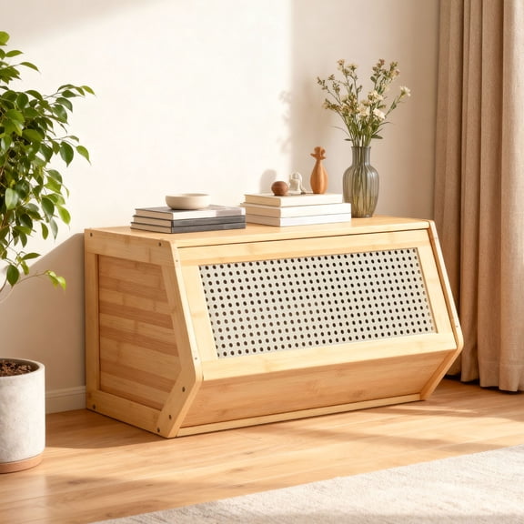 1pc Bamboo Storage Organiser - Wood Color