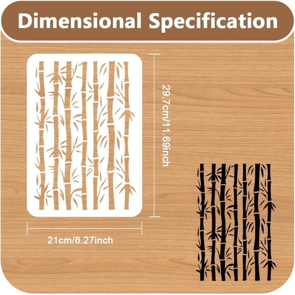 1pc Bamboo Wall Stencil for Painting 11.69x8.27 Bamboo Branch Reusable Stencil for Wood Burning Paint Templates DIY Craft Art Stencil on Wood Fabric Canvas Furniture Journal