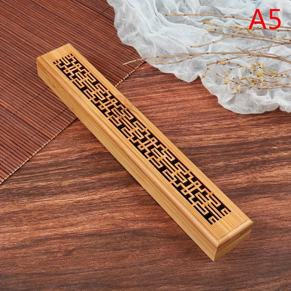 1pc Bamboo Wooden Incense Stick Holder Burning Joss Insence Box Burner Ash Catcher