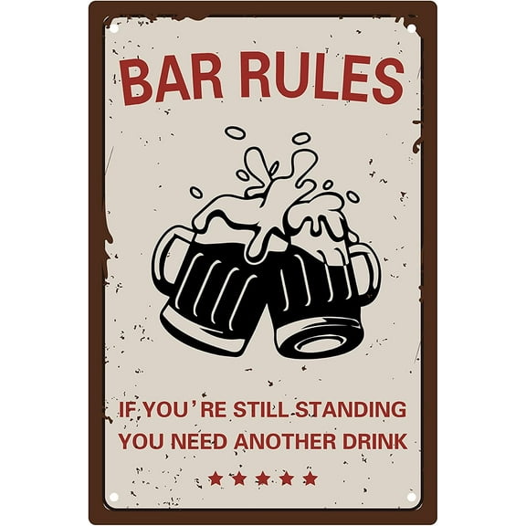 1pc Bar Rules Sign Vintage Tin Signs Funny Metal Tin Sign Wall Art Garden House Plaque for Home Garden Kitchen Bar Pub Living Room Office Garage Poster Plaque 8 x 12inch Colorful