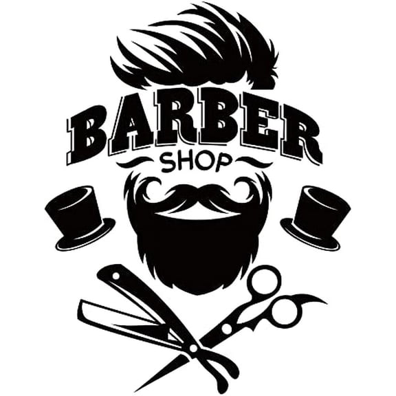 1pc Barber Shop Wall Sticker Black and White Hairdressing Theme Vinyl Wall Stickers Barber Shop Wall Decal