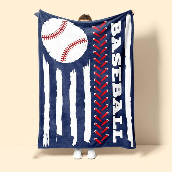 1pc Baseball Print Blanket, Flannel Blanket, Soft Warm Throw Blanket Nap Blanket For Couch Sofa Office Bed Camping Travelling