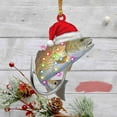 thumbnail image 1 of 1pc Bass Fishing Wooden Ornament – Funny Christmas Tree Decoration for Fishermen, Sea Themed Fish Lover Gift for Men, Holiday Decoration with Santa Hat, Rustic Xmas Keepsake 2025, 1 of 4