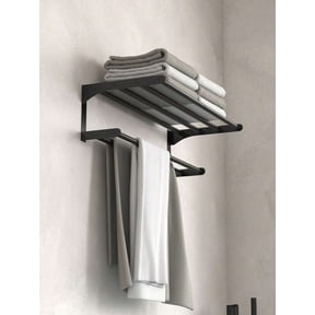 1pc Bathroom Towel Rack - Modern Double-Layer Design, Wall-Mounted, No Drilling Required, Shower Caddy, Bathroom Storage For Towels, Bathrobes, Shower Accessories, Ideal For Bathroom Storage,