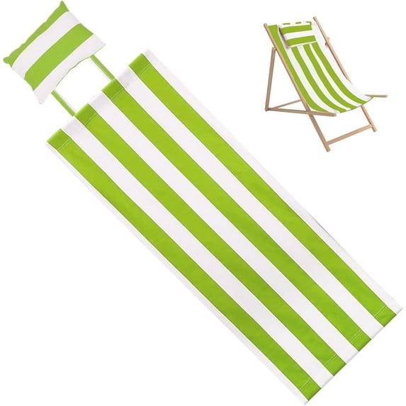 1pc Beach Sling Chair Canvas with Pillow 44x17 Inch Olive White Stripes ...