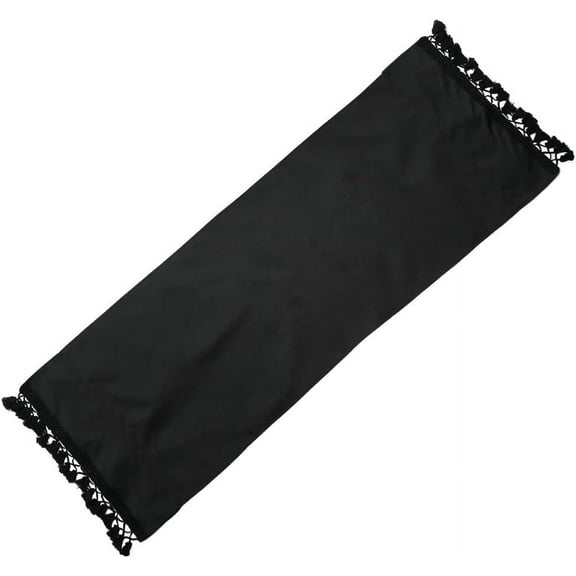 1pc Beach Sling Chair Replacement Canvas 47.2x17.3 Inch Lounge Chair Replacement Fabric with Fringe Black Chair Fabric Reclining Sling Replacement for DIY Sunbathing Courtyard Patio Outdoor