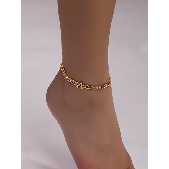 1pc Beach Vacation Style Metallic Minimalist Letter Pendant Necklace/anklet