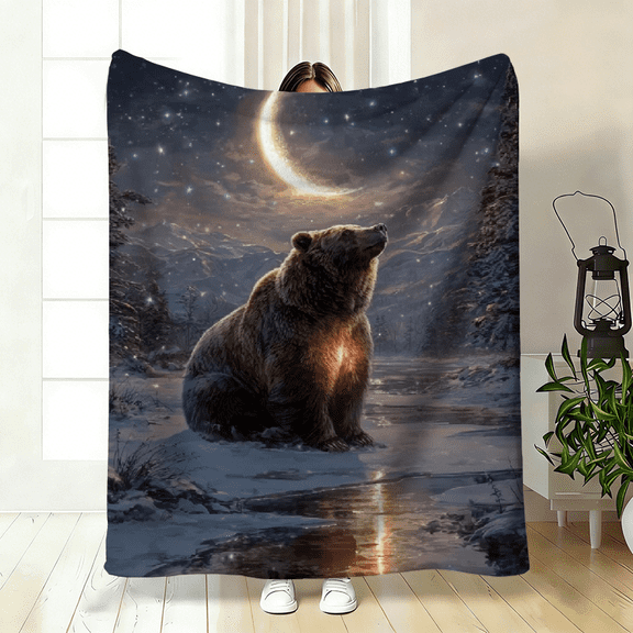 1pc a Bear-Themed HD Printed Blanket. Cozy And Warm Flannel Blankets Suitable for Travel, Camping, Sofa, Living Room, Couch, Chair, And Bed. A Perfect Gift for Family Or Friends