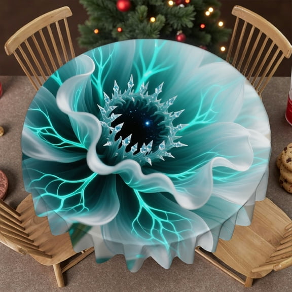 1pc Beautiful Floral Print Tablecloth for dining table round, 2D Flat Printing Polyester Tablecloths, Beautiful Floral
